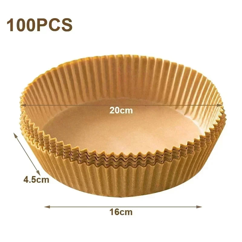 50pcs Air Fryer Grease Absorbent For Household Baking Pans With Thickened Silicone Paper Pads