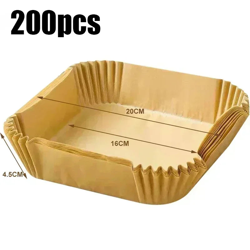50pcs Air Fryer Grease Absorbent For Household Baking Pans With Thickened Silicone Paper Pads