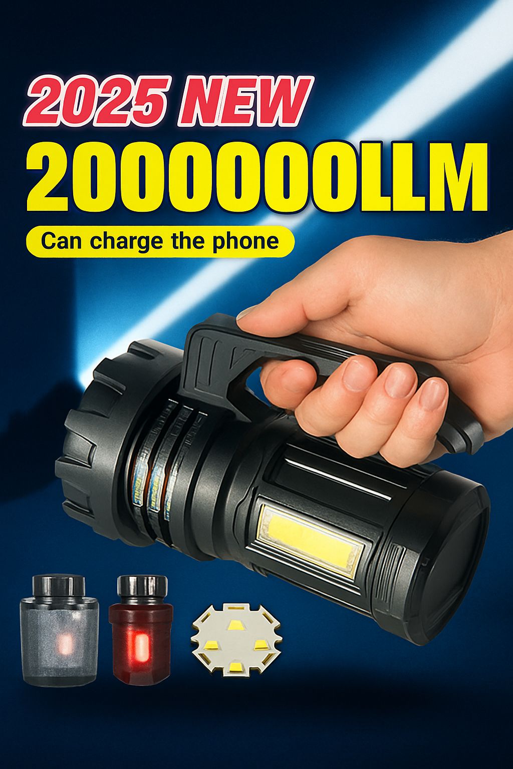 2025 NEW Powerful Search Flashlights Rechargeable Tactical Torch 2000000LM Ultra Bright Spotlight Camping Lamp Portable Lantern