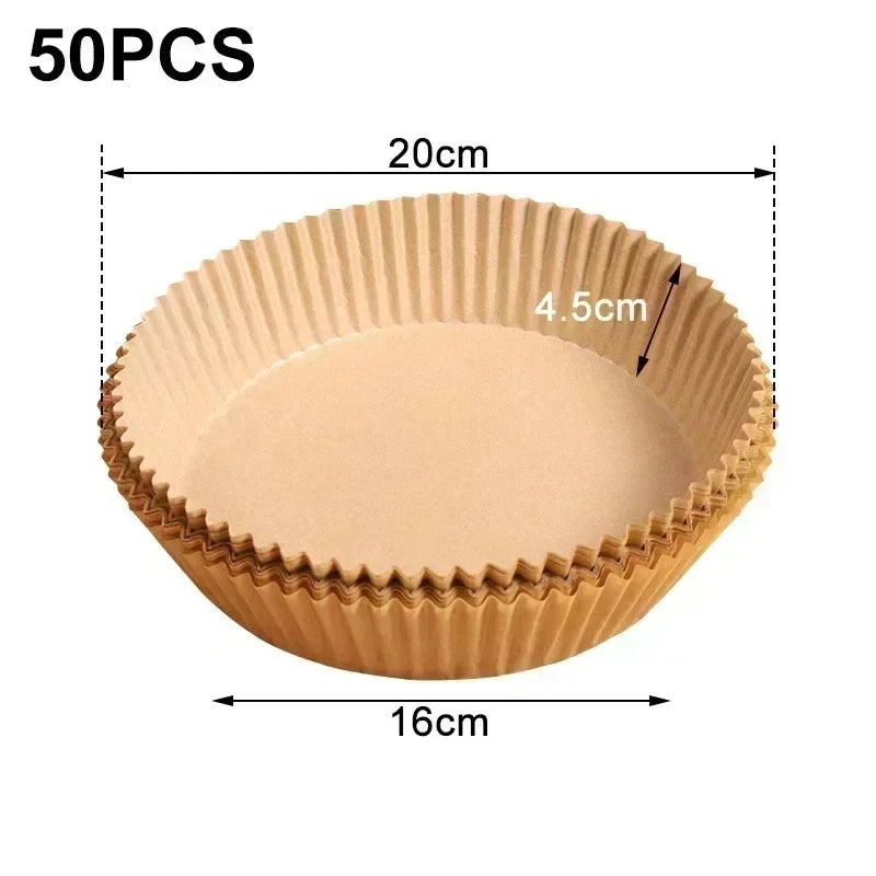 50pcs Air Fryer Grease Absorbent For Household Baking Pans With Thickened Silicone Paper Pads