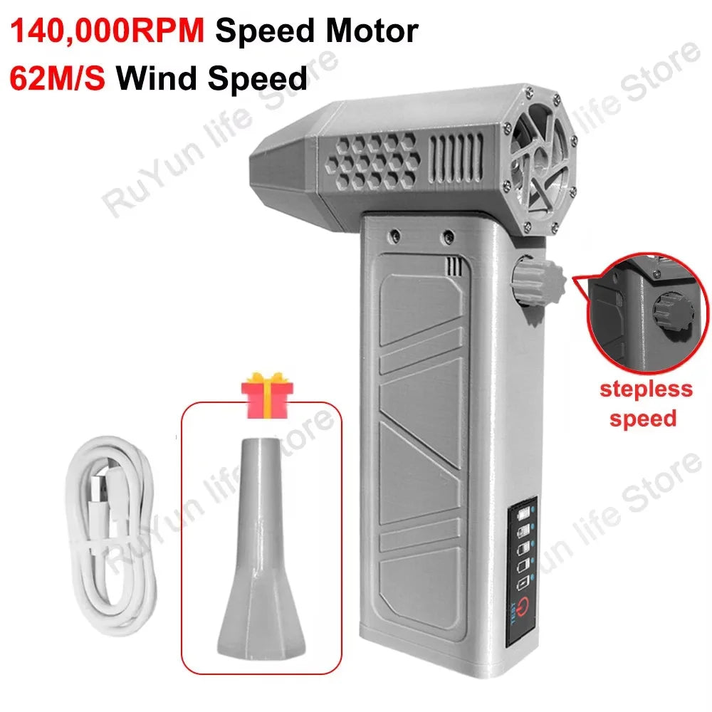 ISGTDRM Violent Hair Dryer Turbo Fan 140000 RPM High-Speed Turbo Brushless Handheld Ducted Air Outlet USB Charging