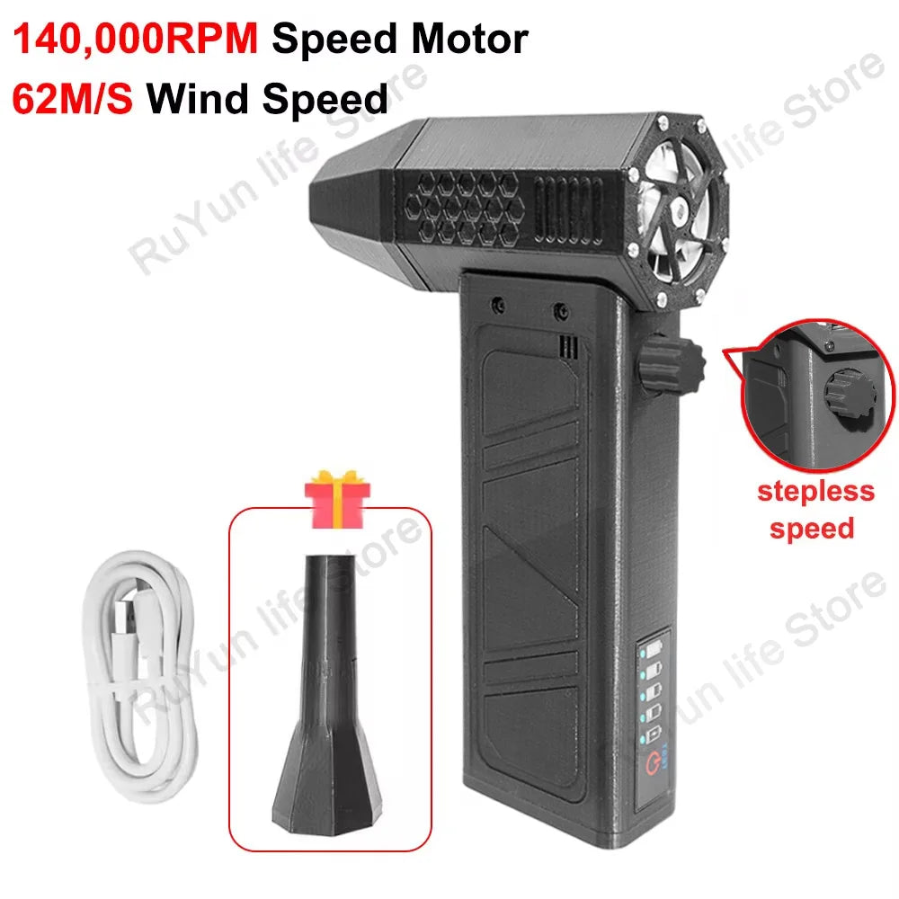 Caer 140,000RPM Air Blower Turbo Jet Fan Electric Power Display Handheld Mini Dust Cleaner High Speed Duster Gun Cleaning Tool