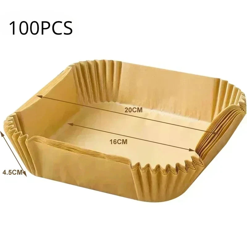 50pcs Air Fryer Grease Absorbent For Household Baking Pans With Thickened Silicone Paper Pads