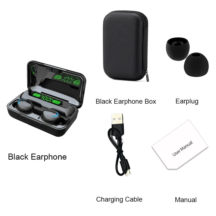 F9 Wireless Earphones Bluetooth TWS LED Dislpaly Binaural Headset Waterproof HD Calling CVC 8.0 Noise Reduction Headphones