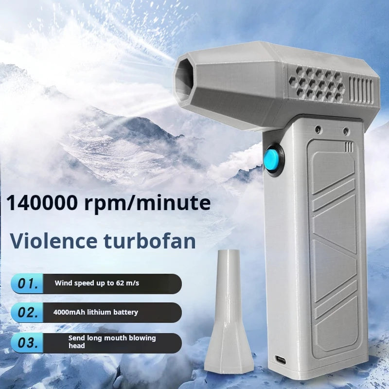 ISGTDRM Violent Hair Dryer Turbo Fan 140000 RPM High-Speed Turbo Brushless Handheld Ducted Air Outlet USB Charging