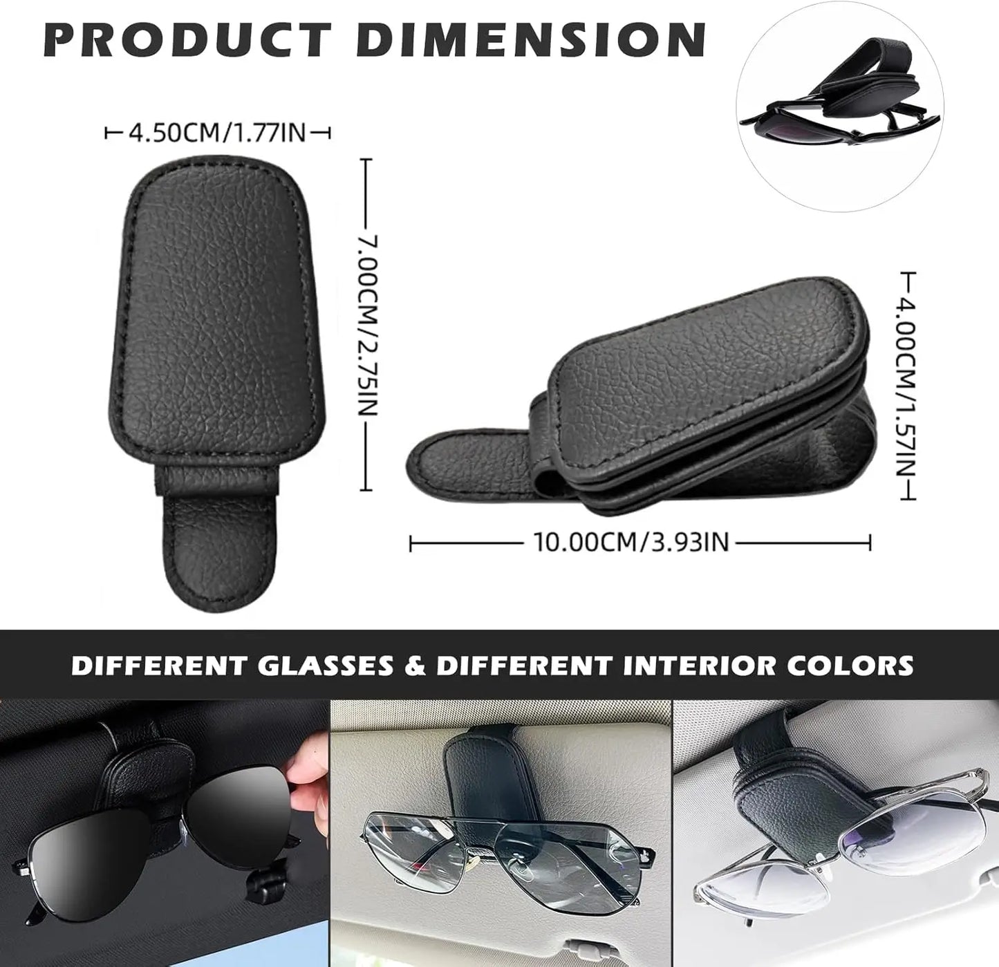 2Pack Sunglasses Holder Is Suitable for Car Sun shades Magnetic Leather Sunglasses Clip and Ticket Clip Car Sunshade Accessories