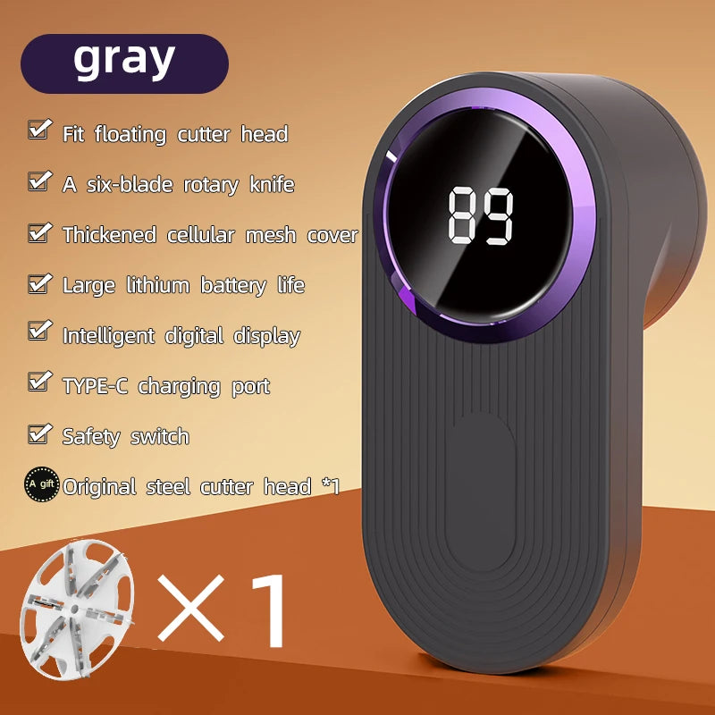 Electric Lint Remover Fabric Shaver Digital Display Electric Pellet Fluff Remover USB Rechargeable Ergonomic for Clothes Sweater