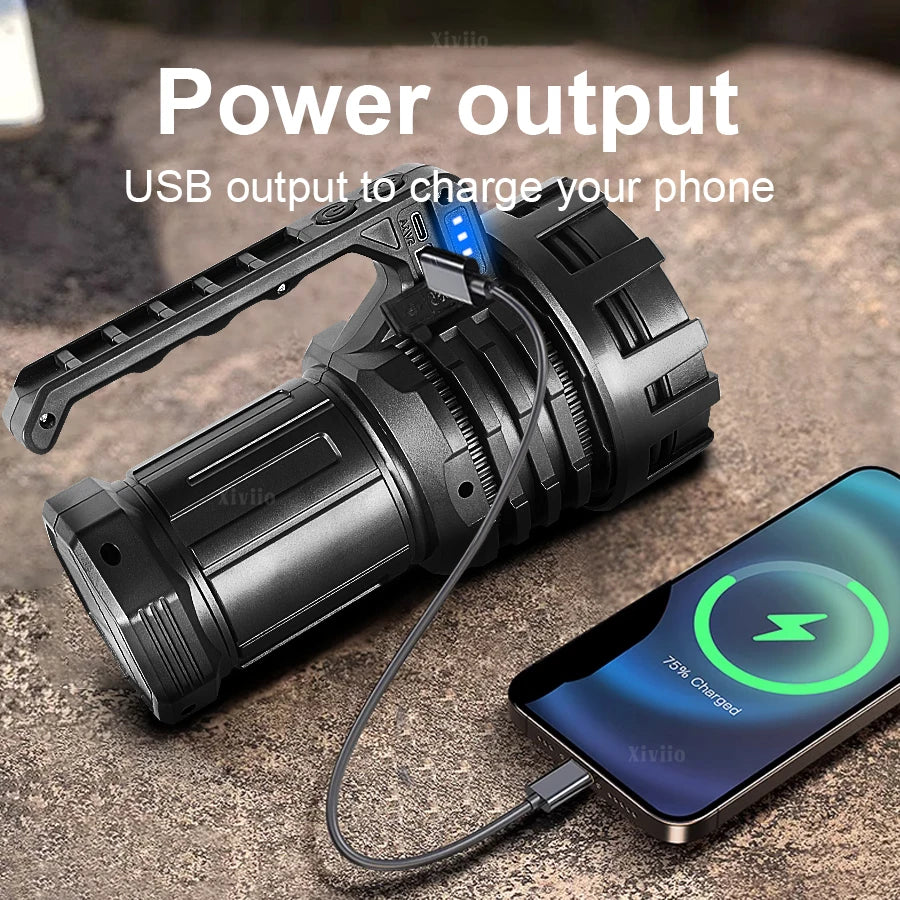 2025 NEW Powerful Search Flashlights Rechargeable Tactical Torch 2000000LM Ultra Bright Spotlight Camping Lamp Portable Lantern