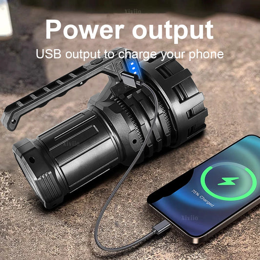 2025 NEW Powerful Search Flashlights Rechargeable Tactical Torch 2000000LM Ultra Bright Spotlight Camping Lamp Portable Lantern