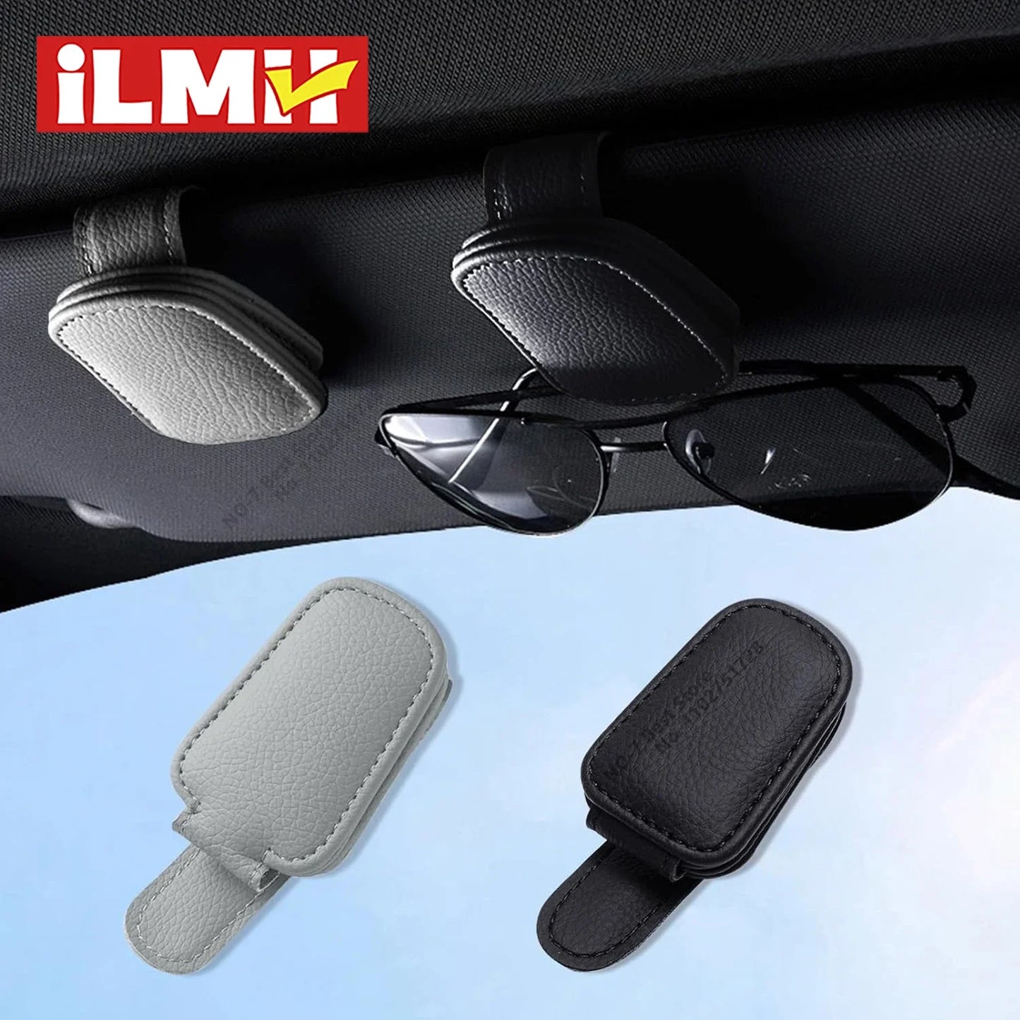2Pack Sunglasses Holder Is Suitable for Car Sun shades Magnetic Leather Sunglasses Clip and Ticket Clip Car Sunshade Accessories