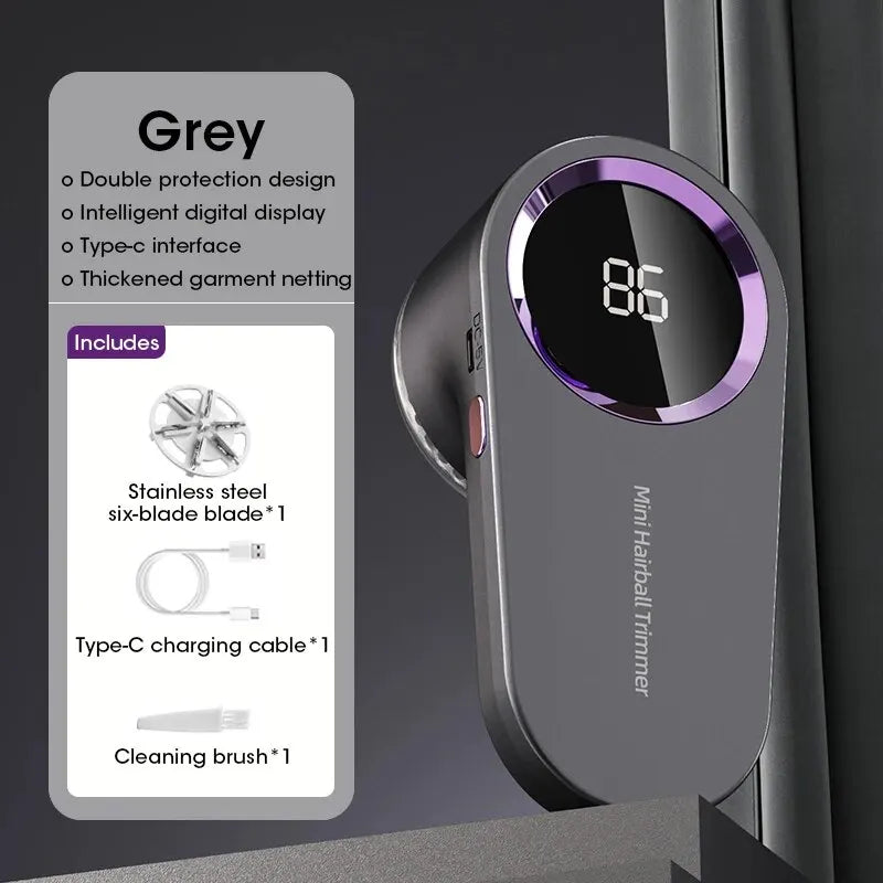 Electric Lint Remover Fabric Shaver Digital Display Electric Pellet Fluff Remover USB Rechargeable Ergonomic for Clothes Sweater