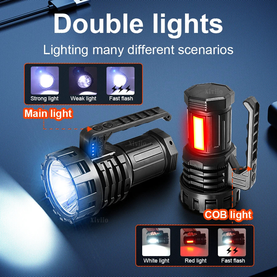2025 NEW Powerful Search Flashlights Rechargeable Tactical Torch 2000000LM Ultra Bright Spotlight Camping Lamp Portable Lantern