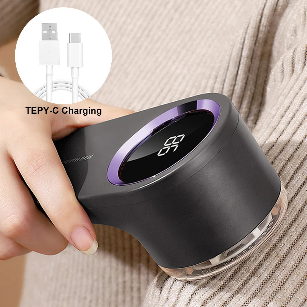 Electric Lint Remover Fabric Shaver Digital Display Electric Pellet Fluff Remover USB Rechargeable Ergonomic for Clothes Sweater