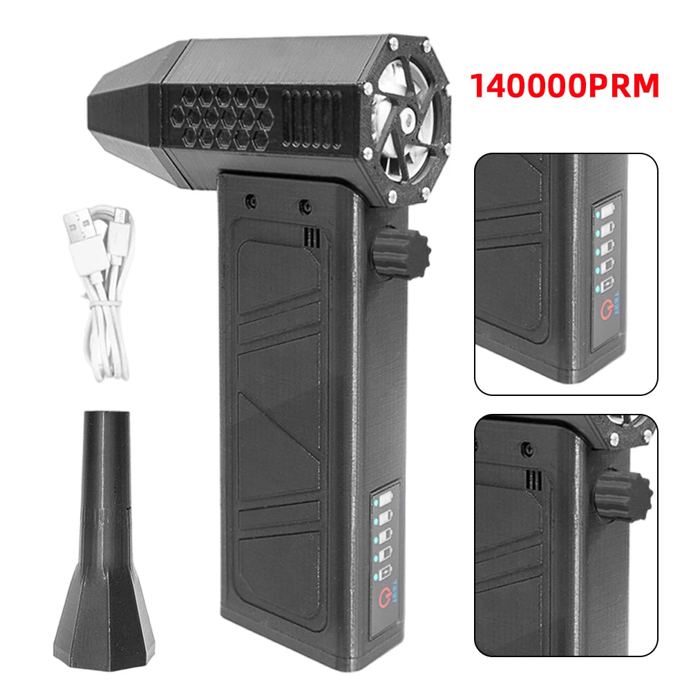 ISGTDRM Violent Hair Dryer Turbo Fan 140000 RPM High-Speed Turbo Brushless Handheld Ducted Air Outlet USB Charging